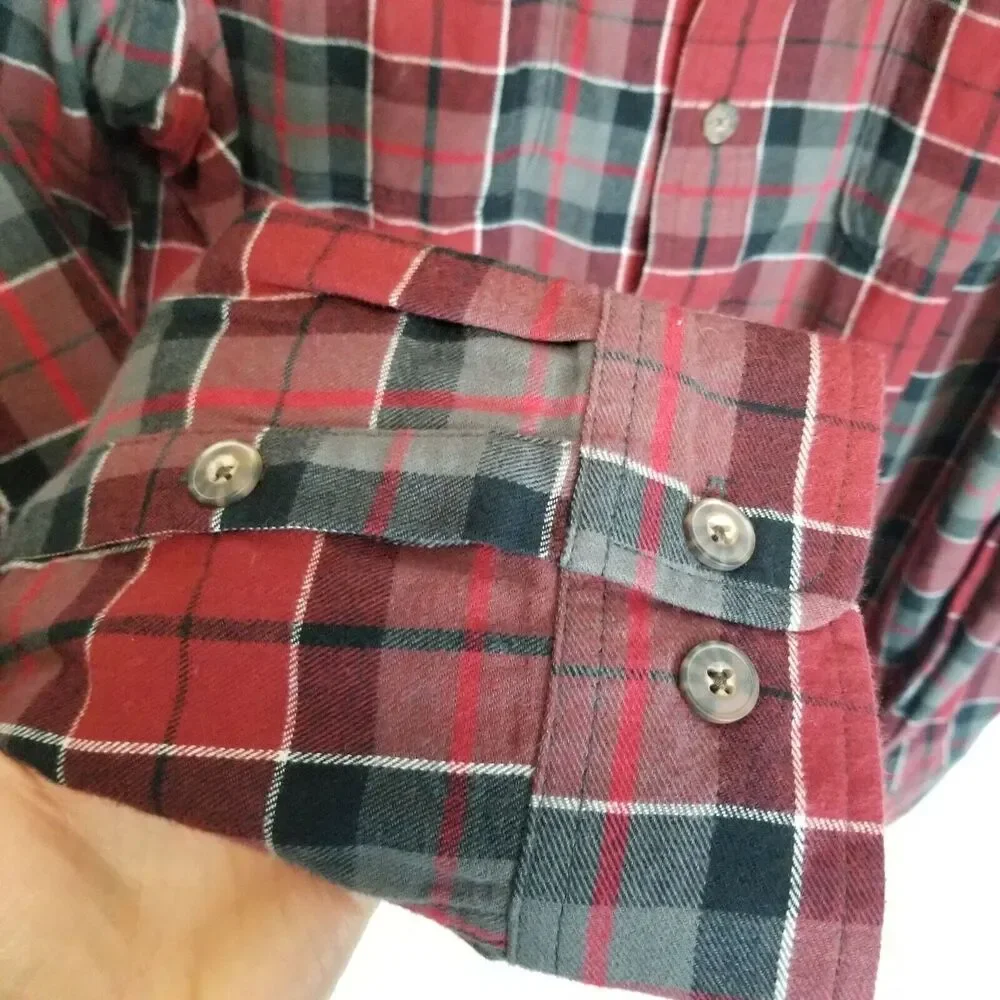 Duluth Trading Co Mens Plaid Button Down Shirt Sz 2XLT Trim Fit Gorpcore Casual